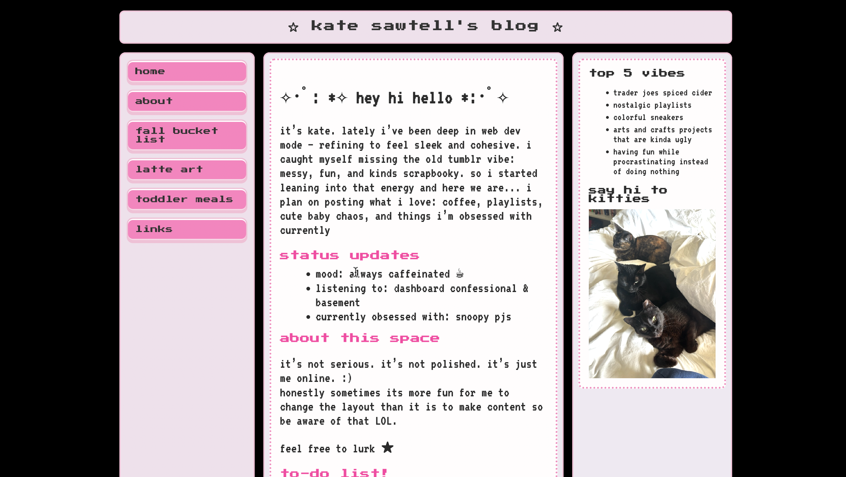 Screenshot of personal blog